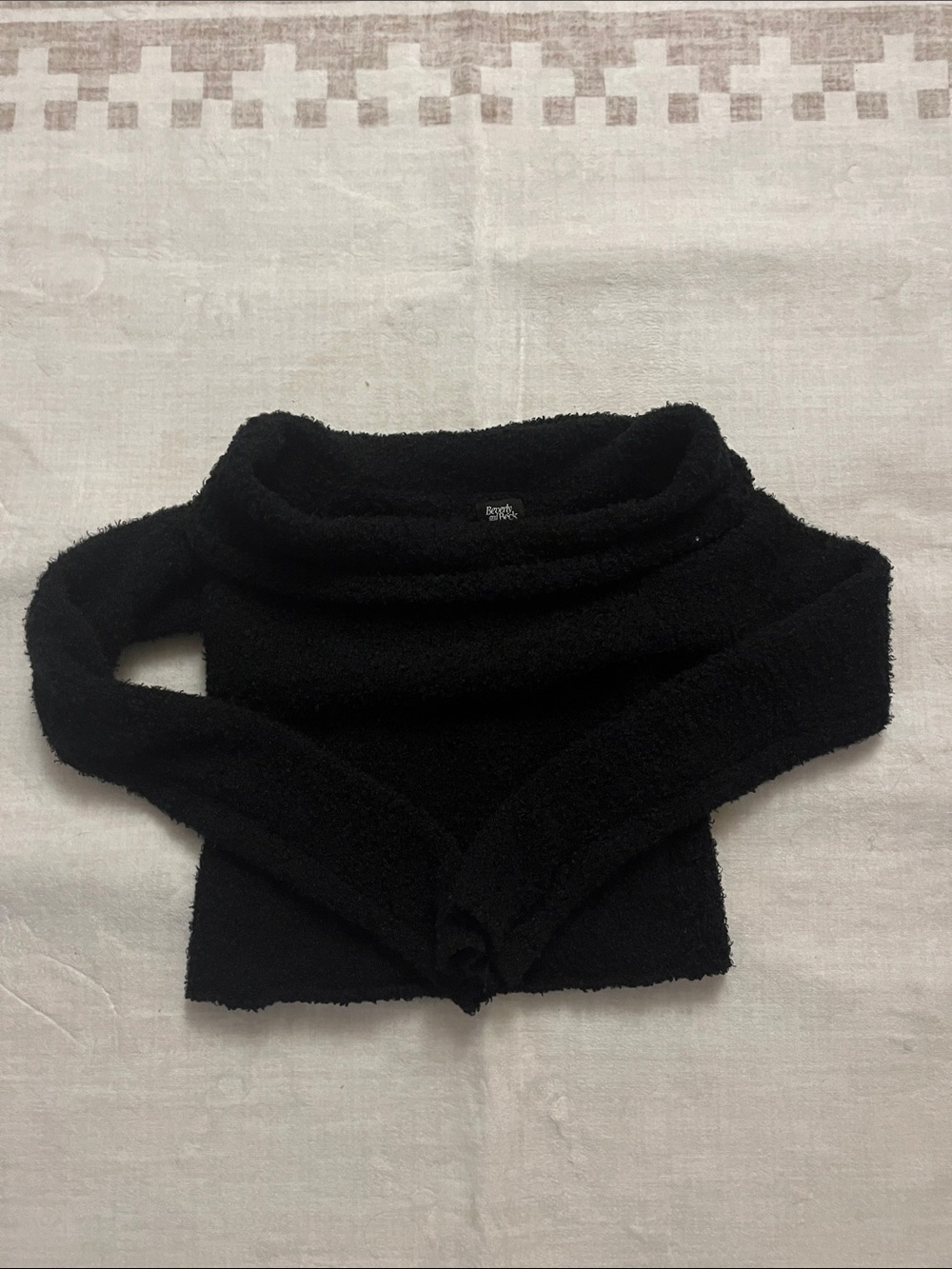 Fuzzy Black Off-Shoulder Sweater